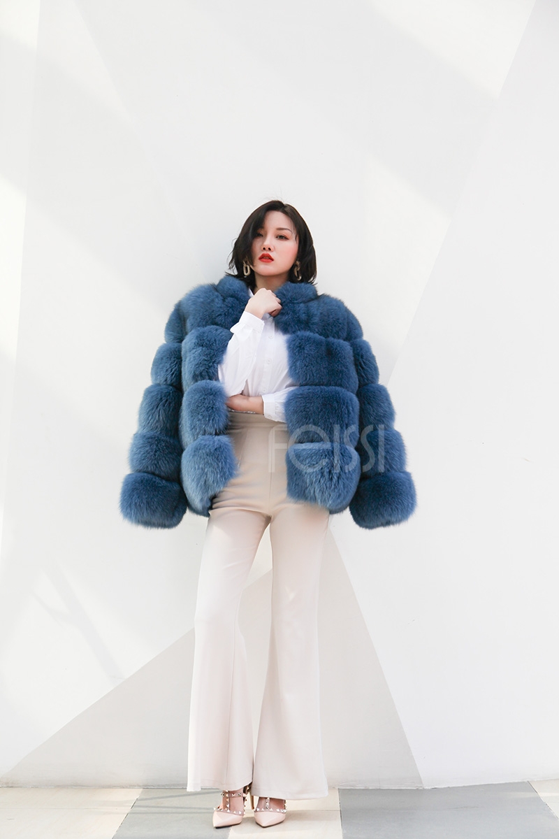 Blue Fox Fur Coat 0105-9