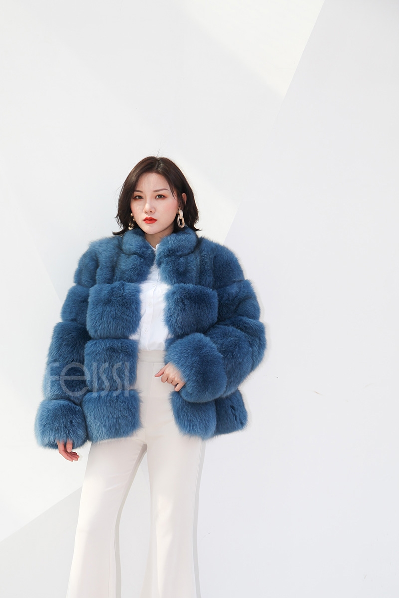 Blue Fox Fur Coat 0105-1