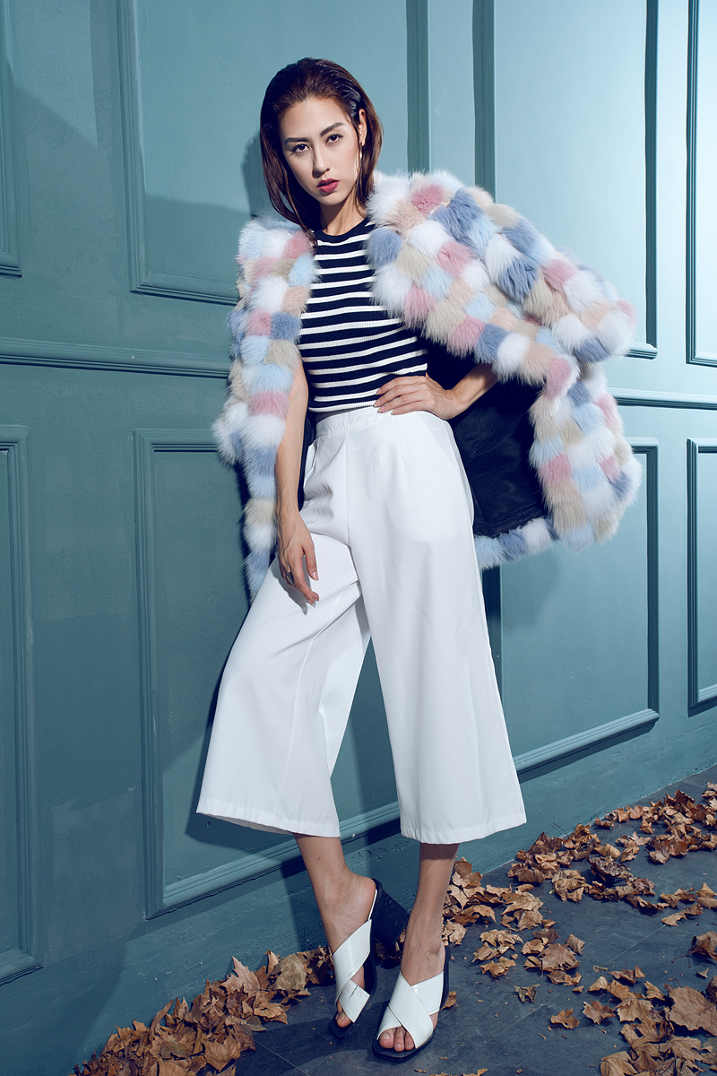Multicolored Fox Fur Coat 110 Details 5