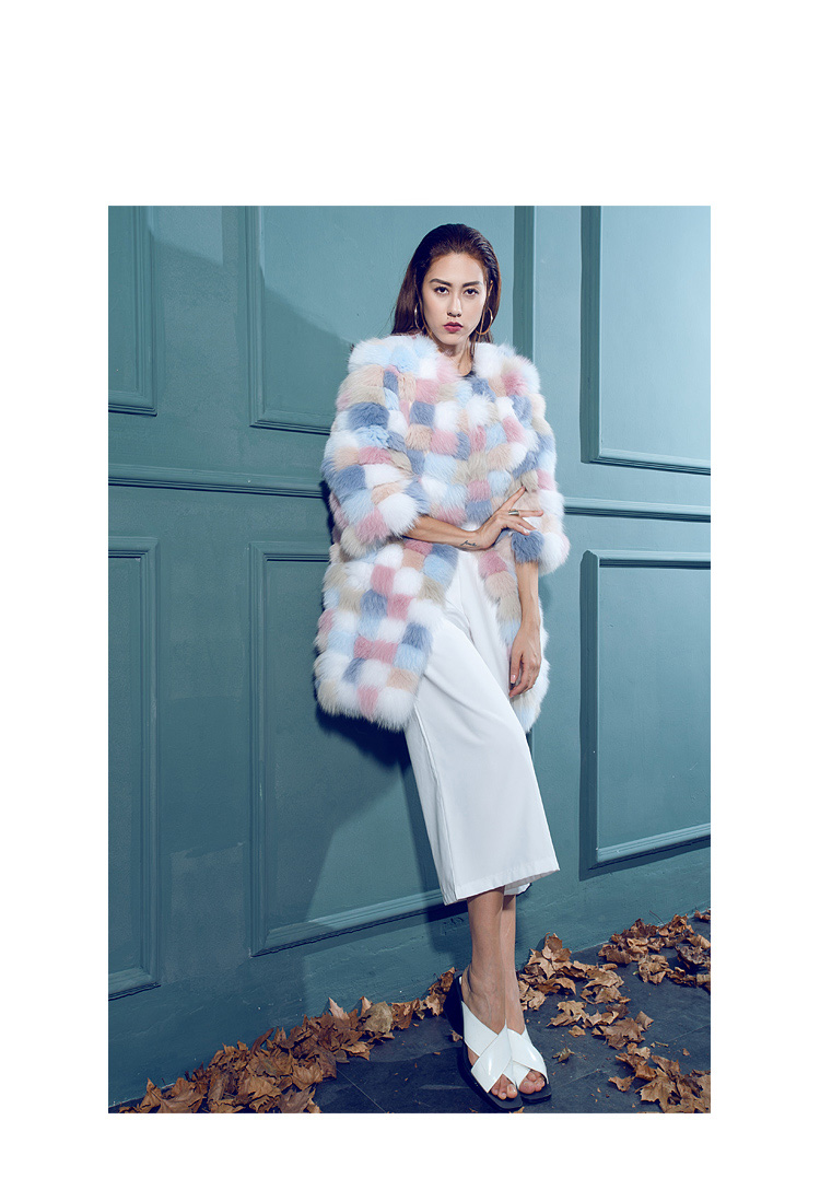 Multicolored Fox Fur Coat 110 Details 1