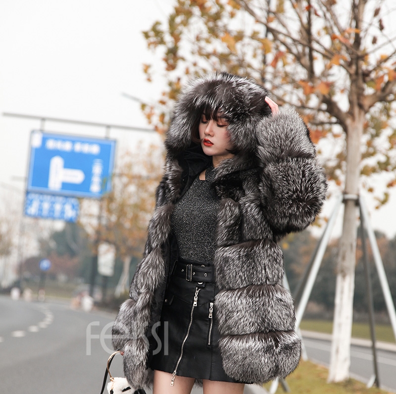 Silver Fox Fur Coat 254 Details 12