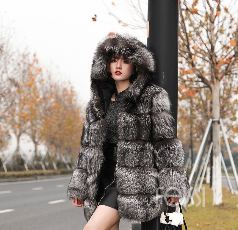 Silver Fox Fur Coat 254 Details 7