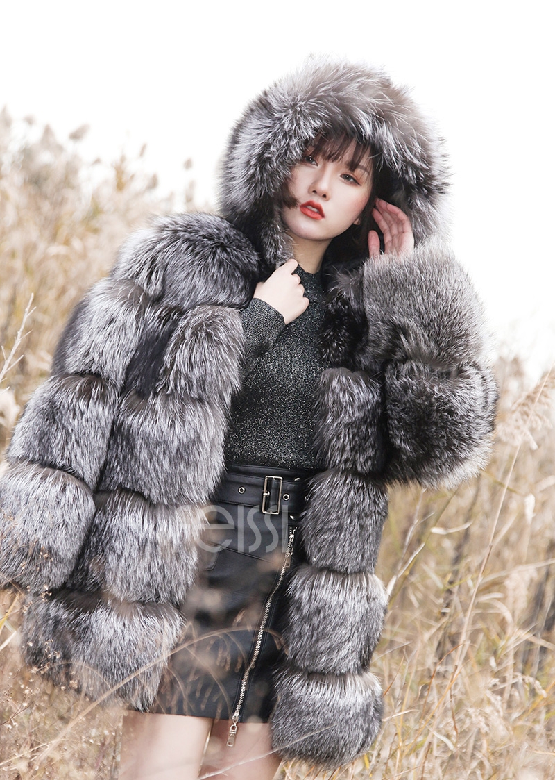 Silver Fox Fur Coat 254 Details 16