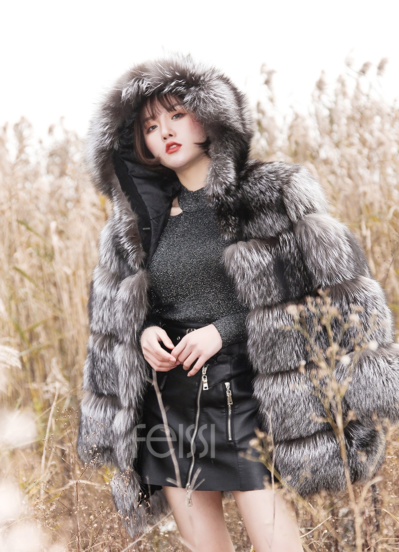 Silver Fox Fur Coat 254 Details 15