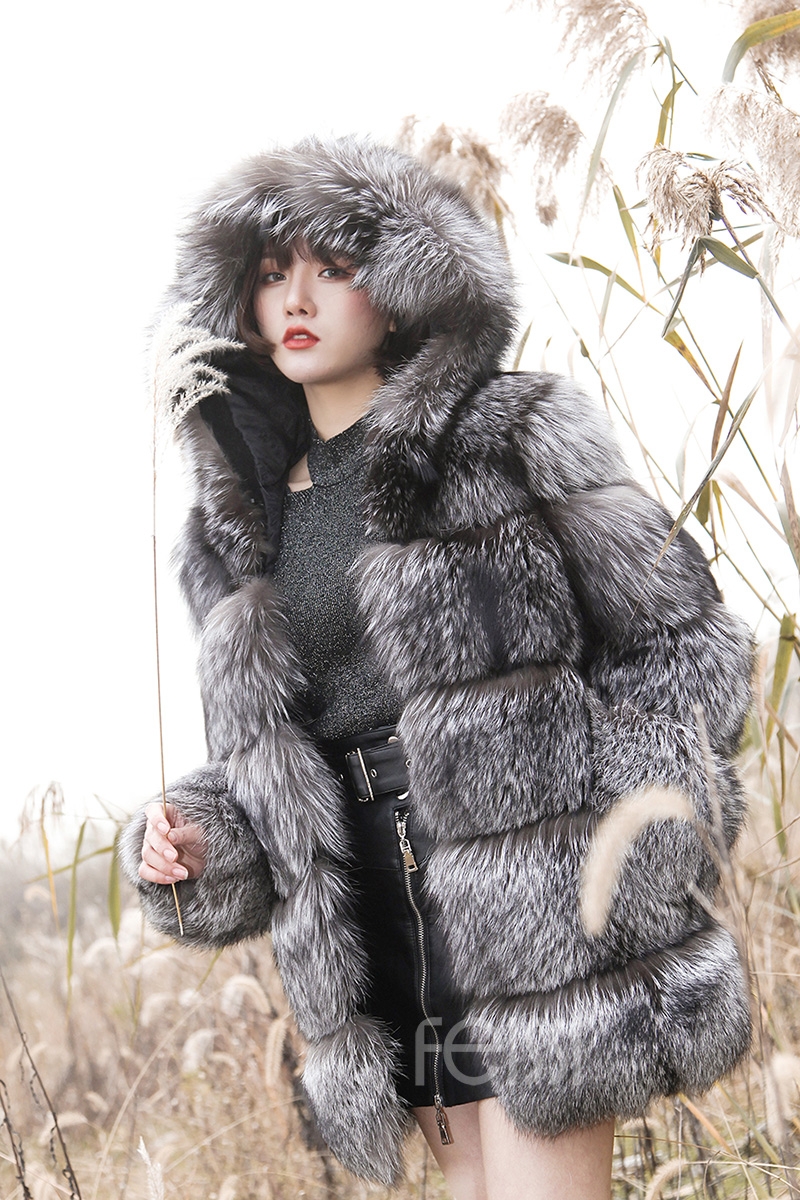 Silver Fox Fur Coat 254 Details 19