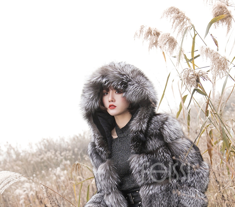 Silver Fox Fur Coat 254 Details 18