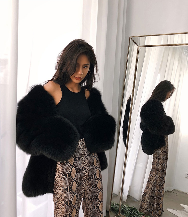 Fox Fur Coat-Black 279-4