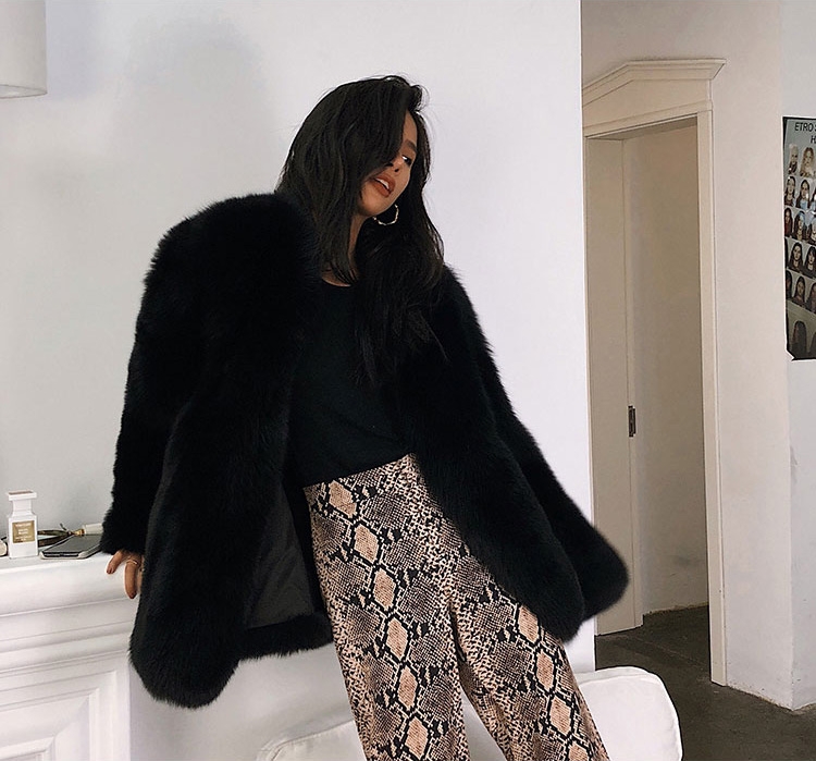 Fox Fur Coat-Black 279-3