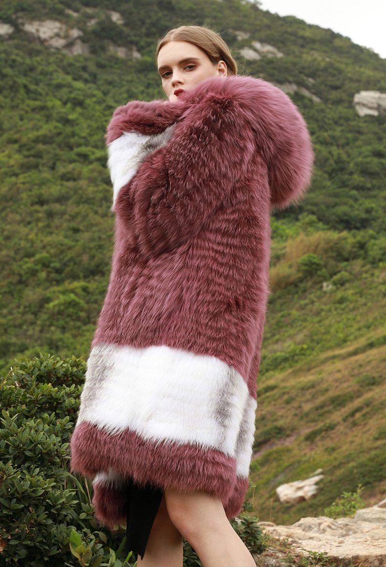 3-4 Length Hooded Fox Fur Coat 297-5