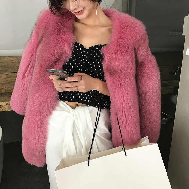 Fox Fur Coat-Hot Pink 320-5