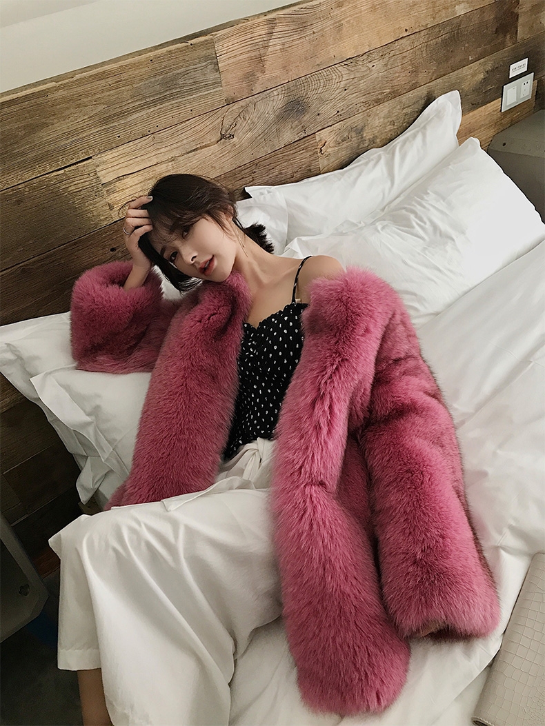 Fox Fur Coat-Hot Pink 320-4
