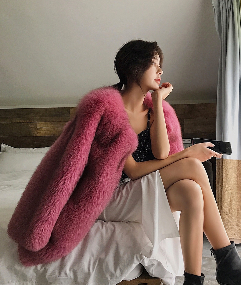 Fox Fur Coat-Hot Pink 320-1