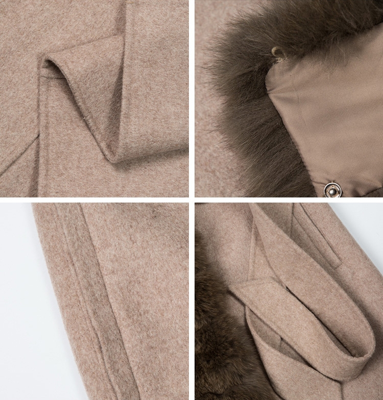 Fox Fur Trimmed Cashmere Long Belted  Coat 336-5