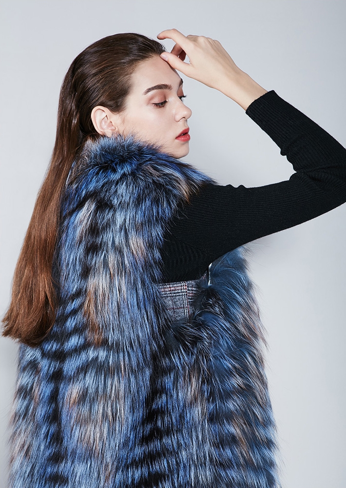Silver Fox Fur Long Vest 341-6
