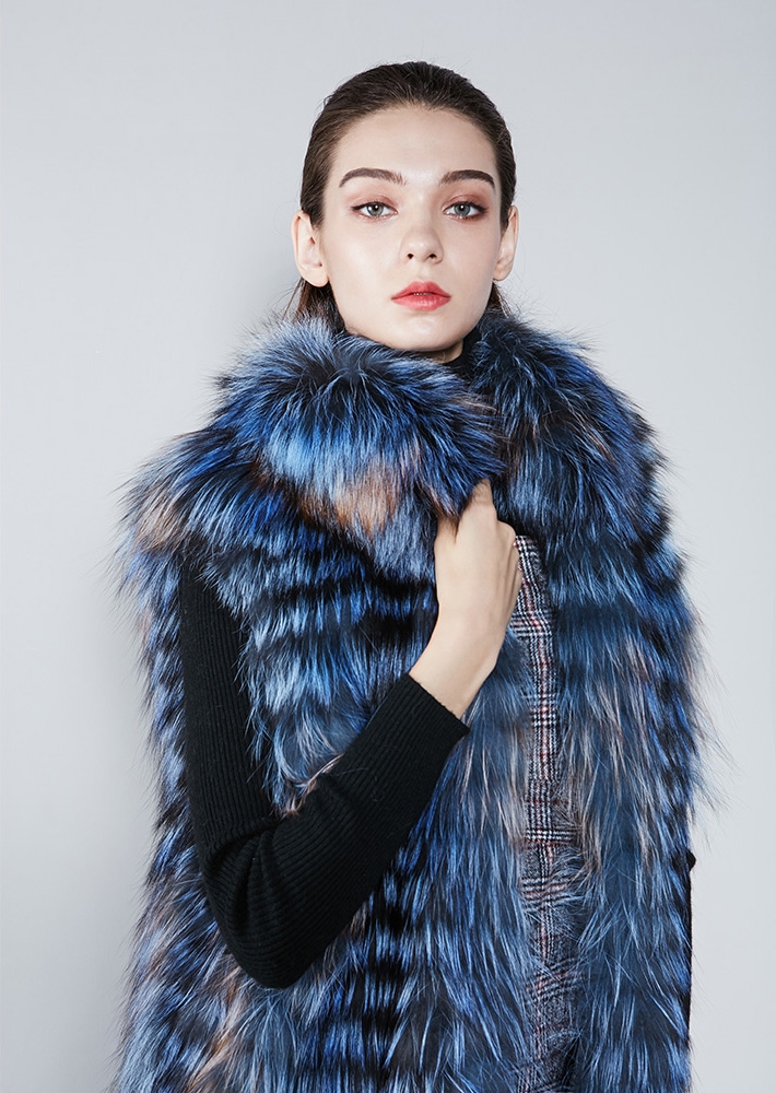 Silver Fox Fur Long Vest 341-3