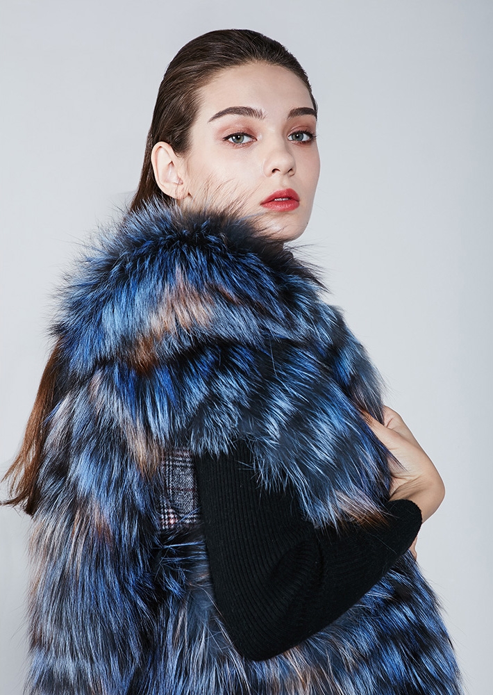 Silver Fox Fur Long Vest 341-5