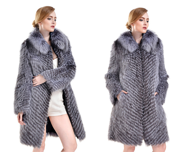 Silver Fox Fur Coat 731 Details 1