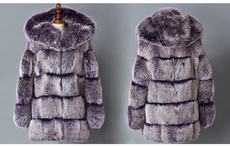 Hooded Fox Fur Coat 918A Details 1