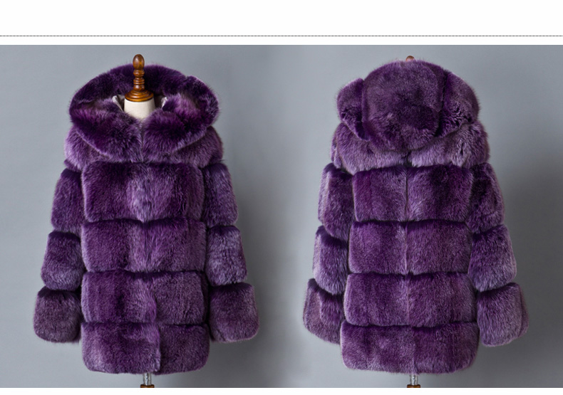 Hooded Fox Fur Coat 918B Details 1