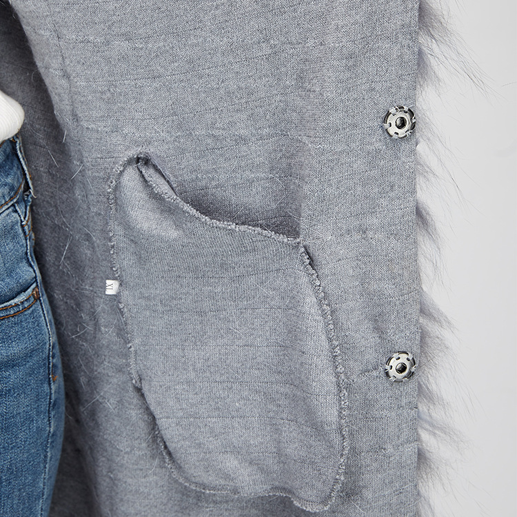 Knitted Silver Fox Fur Coat 962 Details 13
