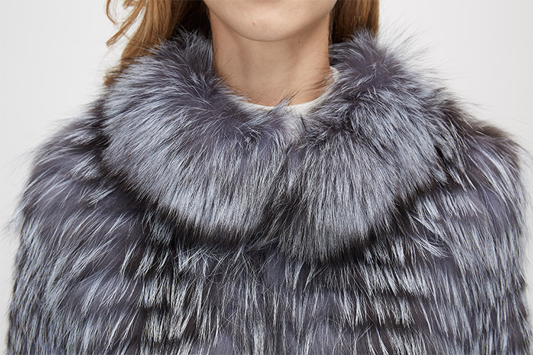 Knitted Silver Fox Fur Coat 962 Details 9