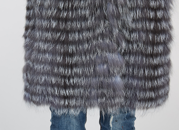 Knitted Silver Fox Fur Coat 962 Details 12