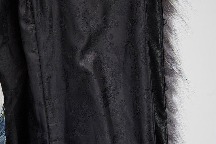 3-4 Length Silver Fox Fur Coat 966 Details 13