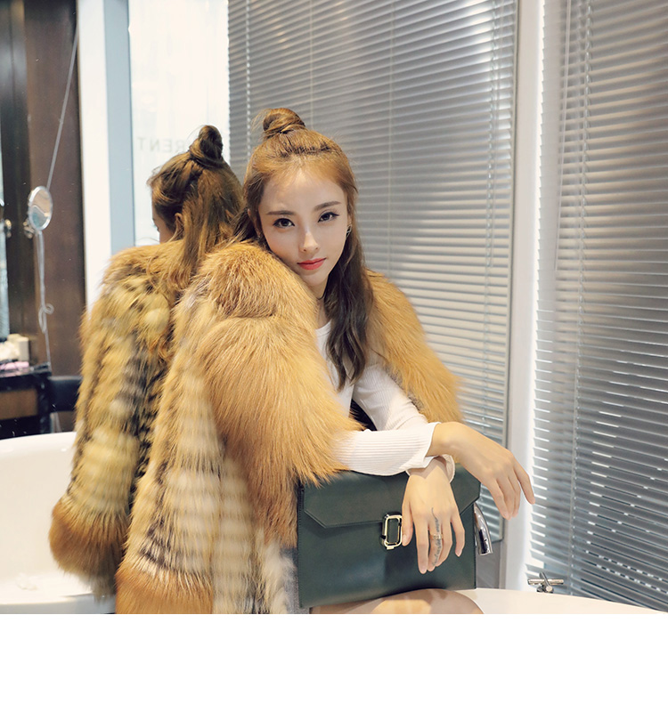 3-4 Length Fox Fur Coat with Cashmere Lining 979 Details 5