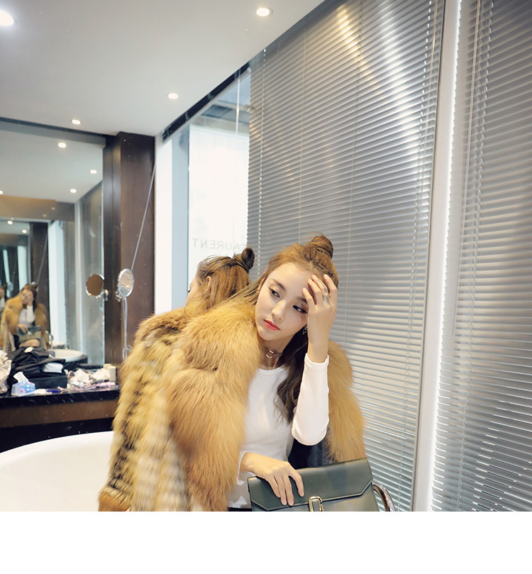 3-4 Length Fox Fur Coat with Cashmere Lining 979 Details 7