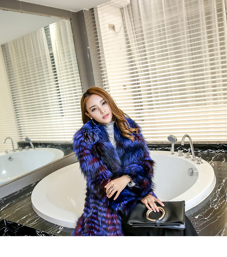 3-4 Length Fox Fur Coat with Cashmere Lining 979 Details 22