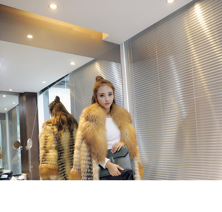 3-4 Length Fox Fur Coat with Cashmere Lining 979 Details 4