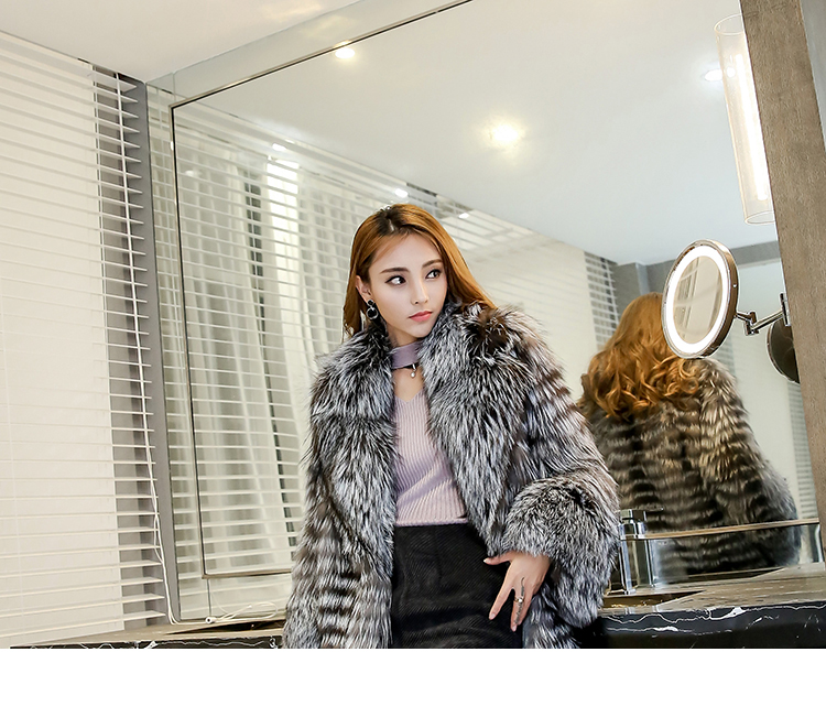 3-4 Length Fox Fur Coat with Cashmere Lining 979 Details 10