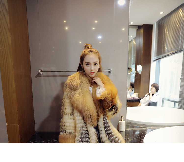 3-4 Length Fox Fur Coat with Cashmere Lining 979 Details 1