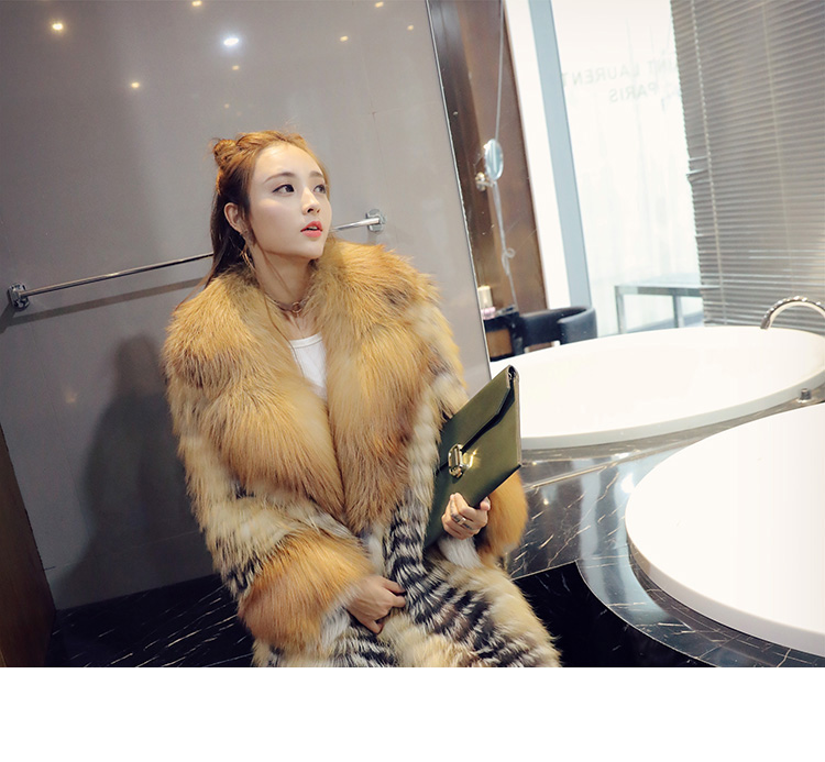 3-4 Length Fox Fur Coat with Cashmere Lining 979 Details 3