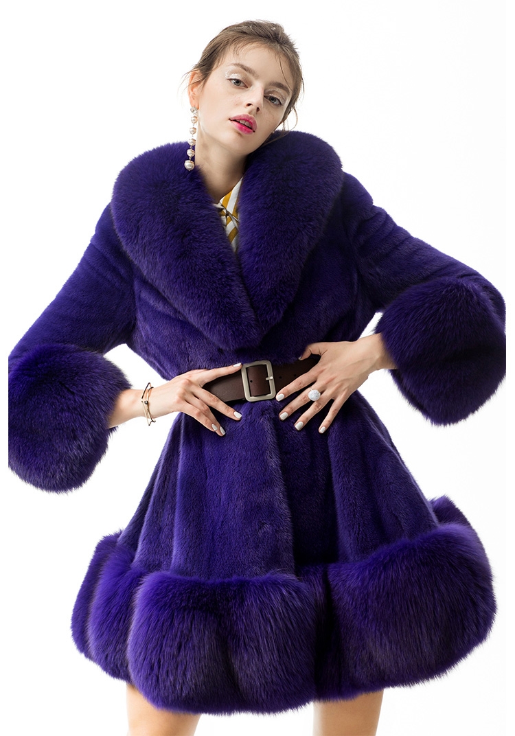 Mink Fur Coat With Fox Fur Trim 0064-5