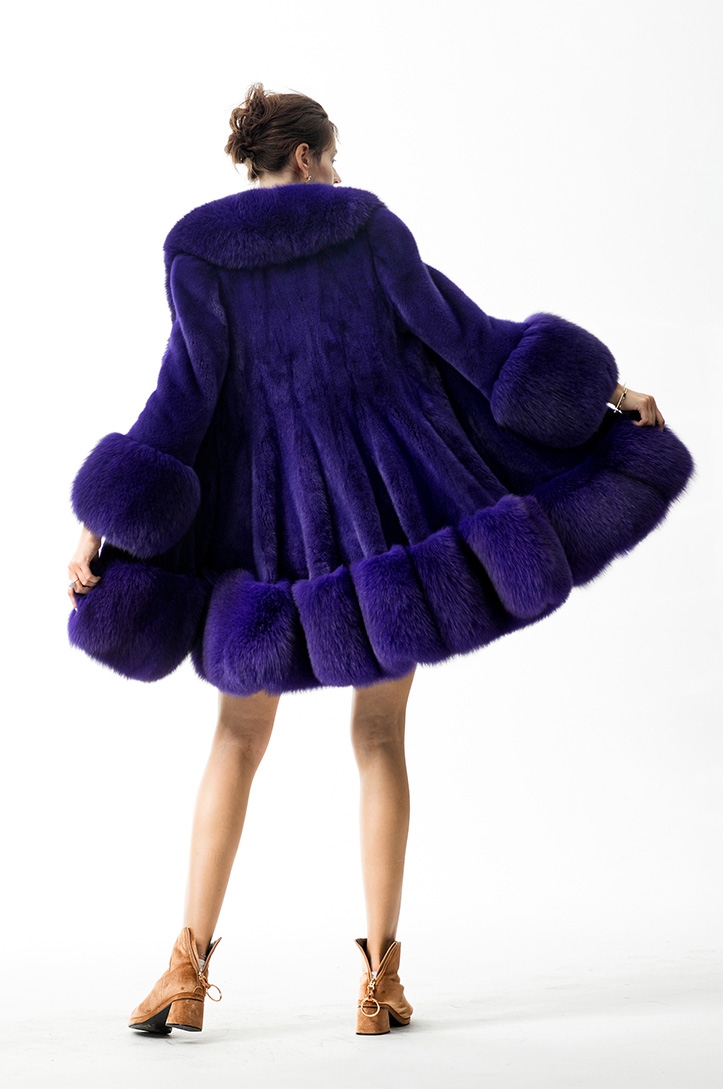 Mink Fur Coat With Fox Fur Trim 0064-6