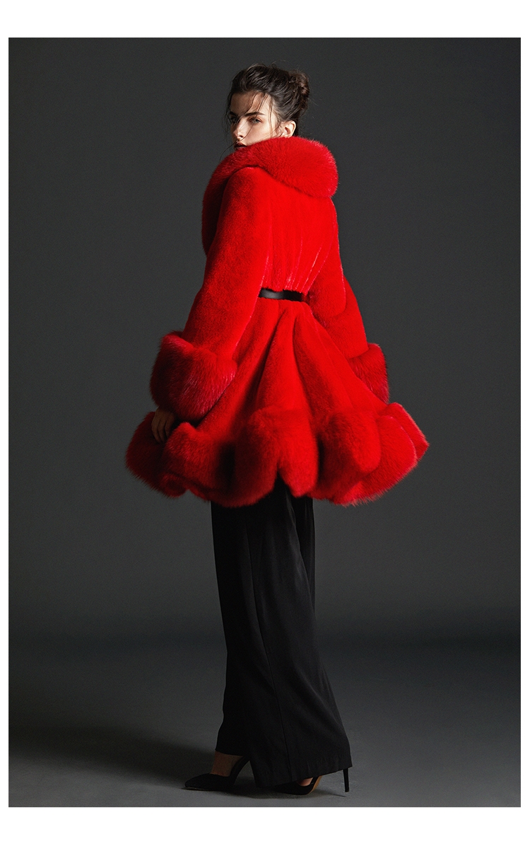 Mink Fur Coat With Fox Fur Trim 0064-2