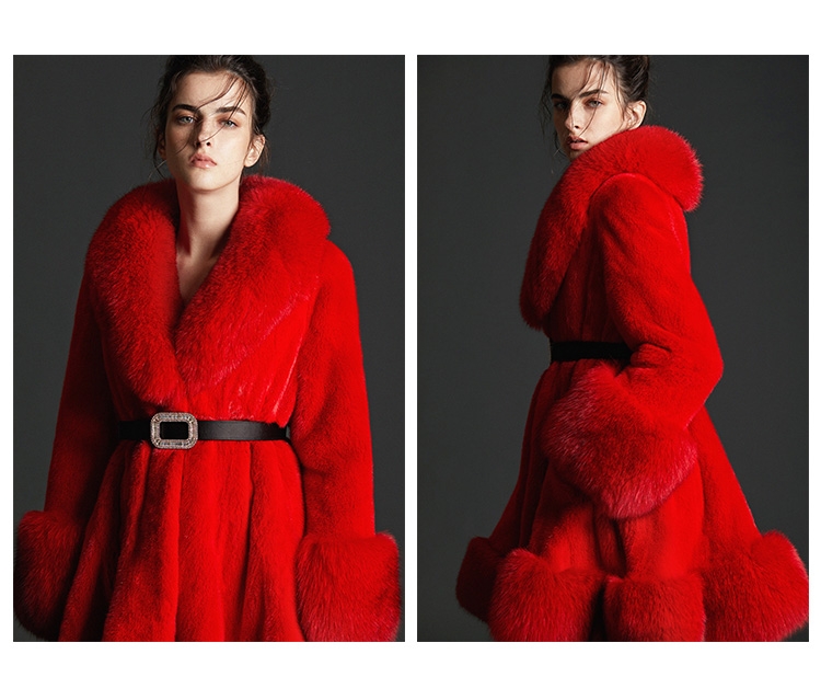 Mink Fur Coat With Fox Fur Trim 0064-1