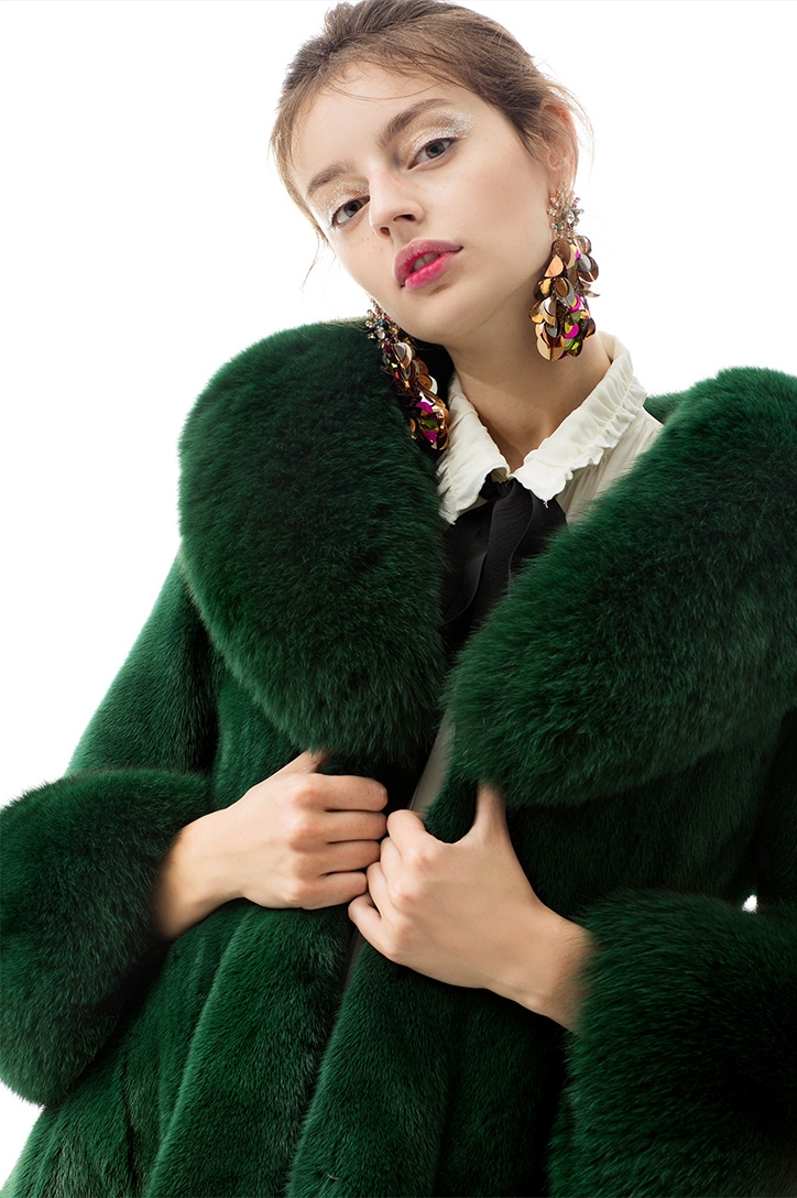 Mink Fur Coat With Fox Fur Trim 0064-7