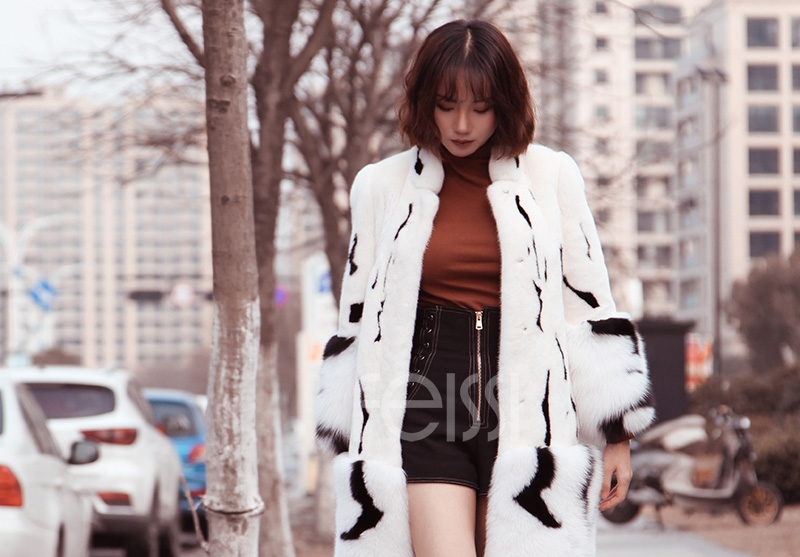 Mink Fur Long Coat With Fox Fur Trim 0094-2