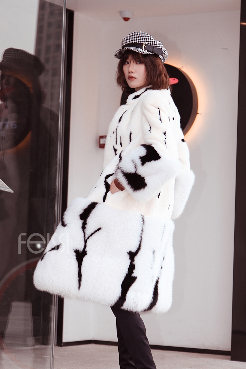 Mink Fur Long Coat With Fox Fur Trim 0094-7
