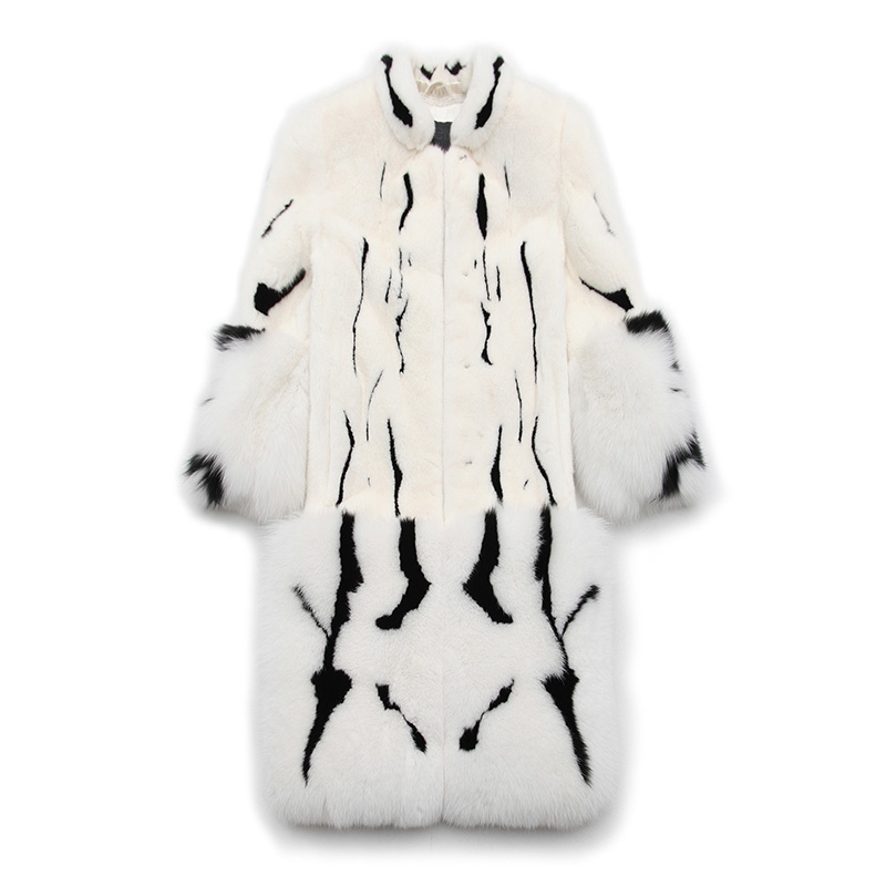 Mink Fur Long Coat With Fox Fur Trim 0094-8