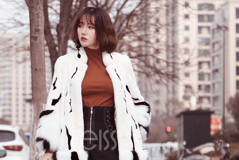 Mink Fur Long Coat With Fox Fur Trim 0094-1