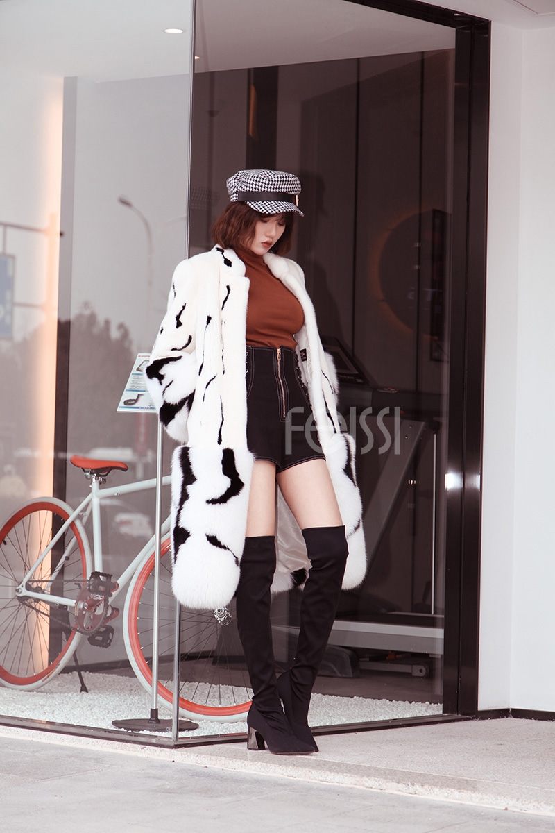 Mink Fur Long Coat With Fox Fur Trim 0094-5