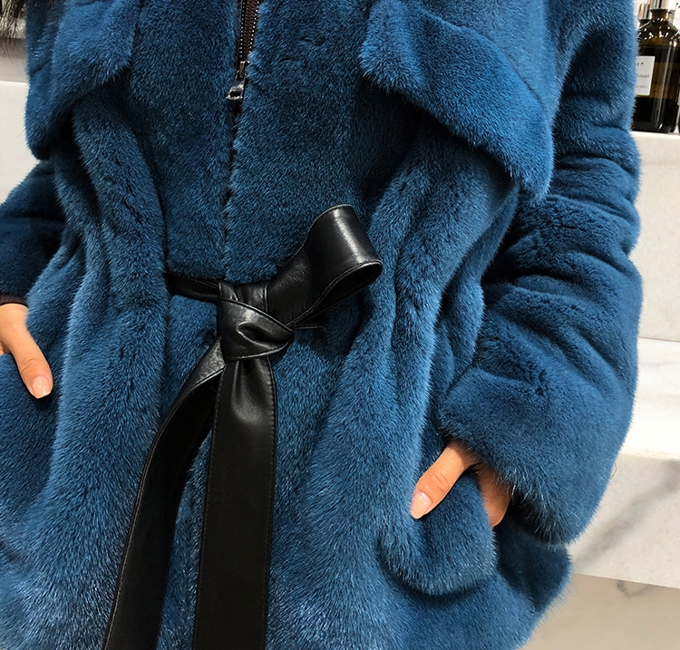 Belted Mink Fur Coat 0108-8