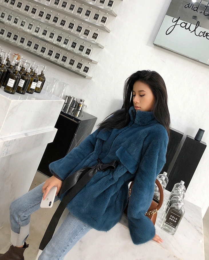 Belted Mink Fur Coat 0108-6