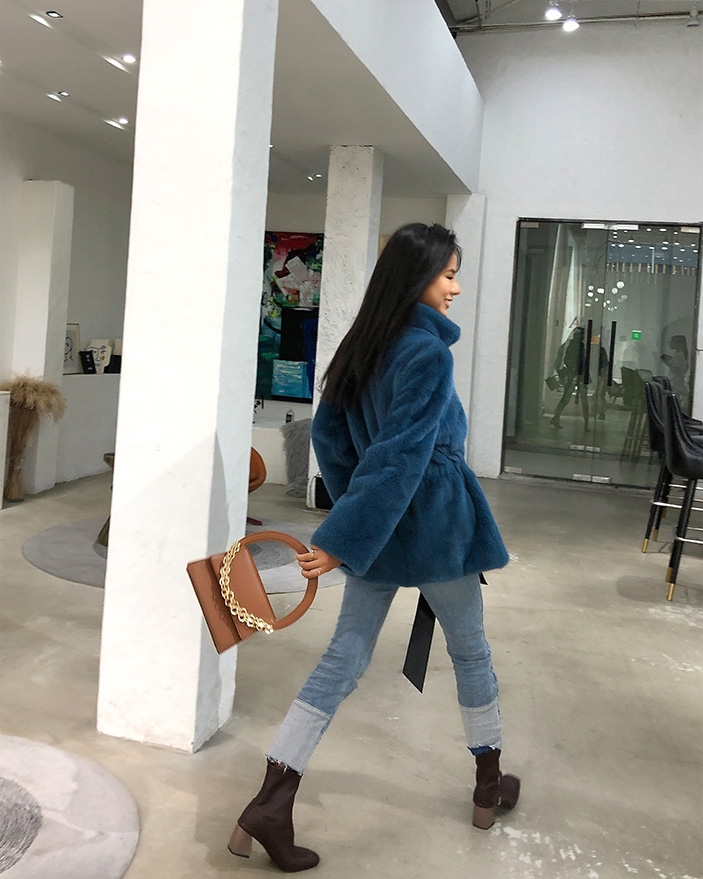 Belted Mink Fur Coat 0108-9