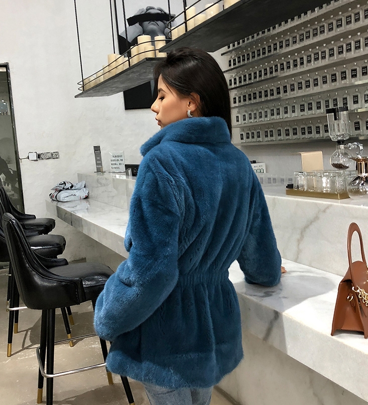 Belted Mink Fur Coat 0108-7