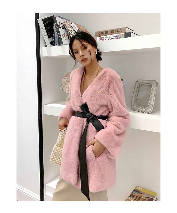 Mink Fur Coat with Leather Belt 0110-5