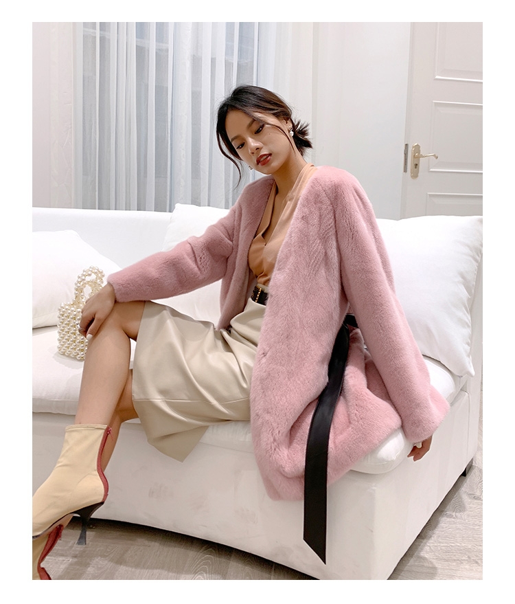 Mink Fur Coat with Leather Belt 0110-6